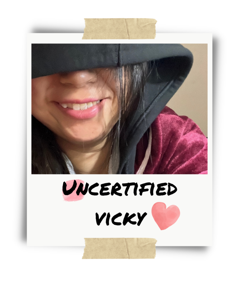 Portrait of Vicky Ng for her personal lifestyle blog, Uncertified Vicky, where she shares stories and life lessons.